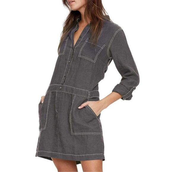 Michael Starts Dress Shirt Green Linen Contrast Stitching Size M - Picture 1 of 6